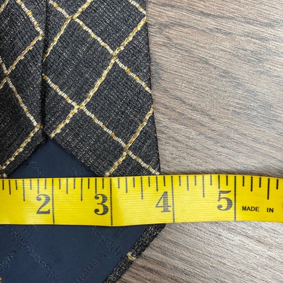 Ermenegildo Zegna Grey w/ Gold Plaid Cashmere Tie - Picture 5 of 5